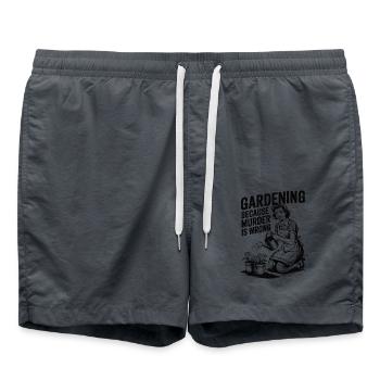 Gardening Because Murder Is Wrong - 50er retro - Badeshorts - Anthrazit - Vorne - AI Model Male 185 light (185cm)