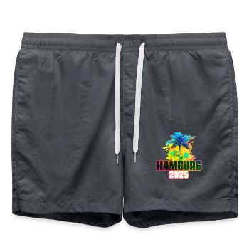 Hamburg 2025 Colorful Palm Trees - Swim Trunks - anthracite - Front - AI Model Male 185 light (185cm)