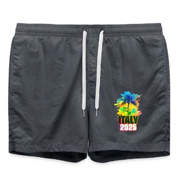 Italy 2025 Colorful Palm Trees - Swim Trunks - anthracite - Front - AI Model Male 185 light (185cm)