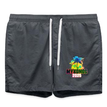 Mykonos 2025 Colorful Palm Trees - Swim Trunks - anthracite - Front - AI Model Male 185 light (185cm)