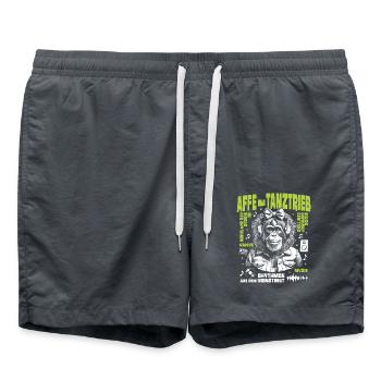 Black Beat Shirt: Street Monkeys with Bow Kick - Swim Trunks - anthracite - Front - AI Model Male 185 light (185cm)
