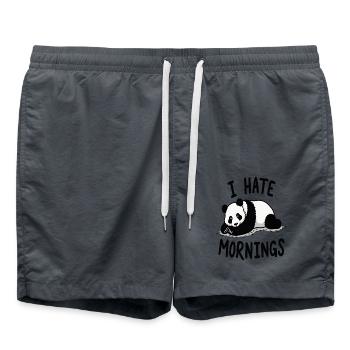 Panda I Hate Mornings Saying - Swim Trunks - anthracite - Front - AI Model Male 185 light (185cm)