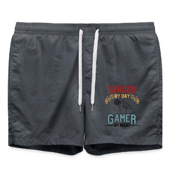 Musikliebender Gamer mit Humor - Badeshorts - Anthrazit - Vorne - AI Model Male 185 light (185cm)
