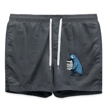 Books Bookworm Book Lover Funny Book - Swim Trunks - anthracite - Front - AI Model Male 185 light (185cm)