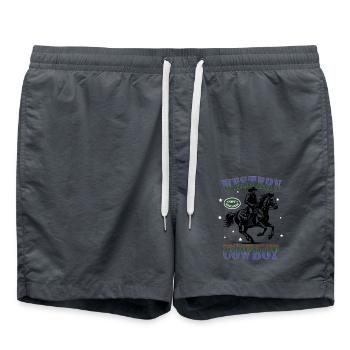 Western Cowboy – Buckle Up, Not for Beginners - Swim Trunks - anthracite - Front - AI Model Male 185 light (185cm)