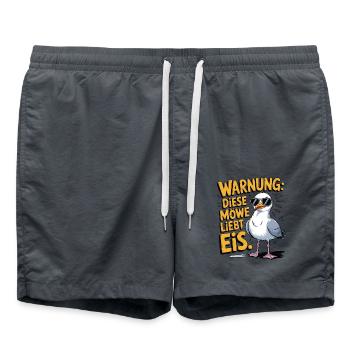 Warnung diese Möwe liebt Eis - Badeshorts - Anthrazit - Vorne - AI Model Male 185 light (185cm)