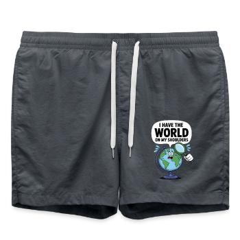 Funny Geography The whole world on your shoulders - Swim Trunks - anthracite - Front - AI Model Male 185 light (185cm)
