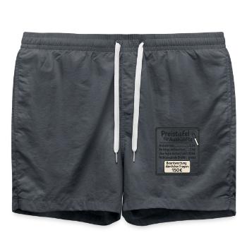 Preistafel Dämliche Fragen - Lustige Preistafel - Badeshorts - Anthrazit - Vorne - AI Model Male 185 light (185cm)