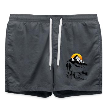 Adventure Vintage Drawing | Hiking and Trekking - Swim Trunks - anthracite - Front - AI Model Male 185 light (185cm)