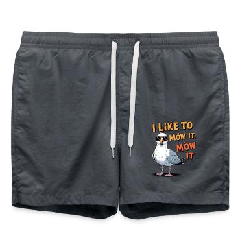 I like to möw it möw it – Freches Möwen‑Wortspiel - Badeshorts - Anthrazit - Vorne - AI Model Male 185 light (185cm)