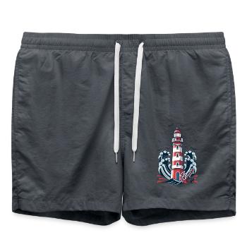 Le phare avec des vagues et des ancres - Short de bain - charbon - Devant - AI Model Male 185 light (185cm)