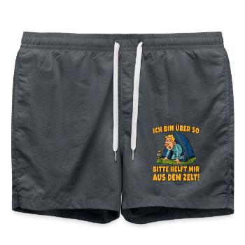 Camping Ü50 – Helft mir aus dem Zelt! - Badeshorts - Anthrazit - Vorne - AI Model Male 185 light (185cm)