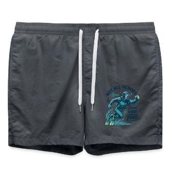 Not All Heroes Wear Fins Taucher Ozean - Badeshorts - Anthrazit - Vorne - AI Model Male 185 light (185cm)