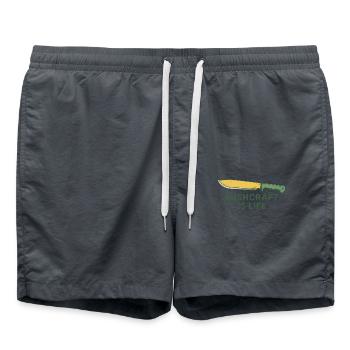 Bushcraft Is Life Prepper Survival - Swim Trunks - anthracite - Front - AI Model Male 185 light (185cm)