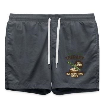 Prepper Survival Bushcrafting Knife Therapy - Swim Trunks - anthracite - Front - AI Model Male 185 light (185cm)
