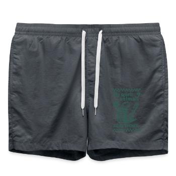 Prepper Survival Bushcrafting Funny Saying - Swim Trunks - anthracite - Front - AI Model Male 185 light (185cm)