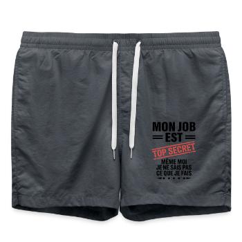 Mon Job Est Top Secret – Même Moi Je Ne Sais Pas C - Short de bain - charbon - Devant - AI Model Male 185 light (185cm)