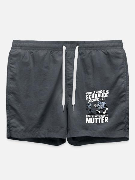 Wenn jemand eine Schraube locker hat Mutter Spruch - Badeshorts - Anthrazit