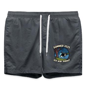 Sommer Regen 2025 Spruch: "Ich war dabei" - Orca! - Badeshorts - Anthrazit - Vorne - AI Model Male 185 light (185cm)