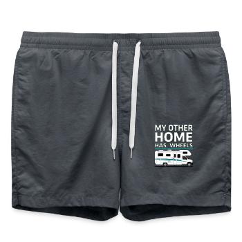 My Other Home Has Wheels – Camping Design - Short de bain - charbon - Devant - AI Model Male 185 light (185cm)