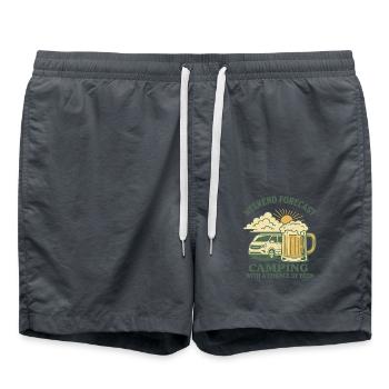 Wochenendvorhersage Camping Mit Aussicht Auf Bier - Badeshorts - Anthrazit - Vorne - AI Model Male 185 light (185cm)