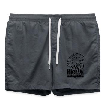 Hier! Dir ist was runtergefallen. Gehirn Spruch - Badeshorts - Anthrazit - Vorne - AI Model Male 185 light (185cm)