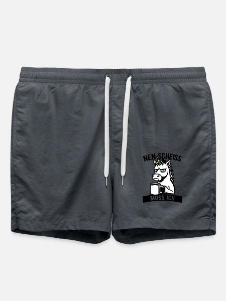 Freches Einhorn - Nen Scheiß muss ich - Kaffee - Badeshorts - Anthrazit