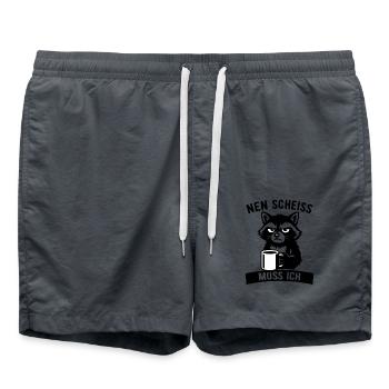Frecher Waschbär - Nen Scheiß muss ich - Kaffee - Badeshorts - Anthrazit - Vorne - AI Model Male 185 light (185cm)