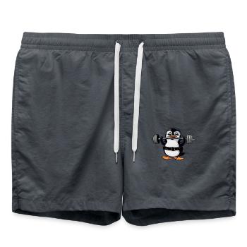Pingouin haltérophilie haltère fitness - Short de bain - charbon - Devant - AI Model Male 185 light (185cm)