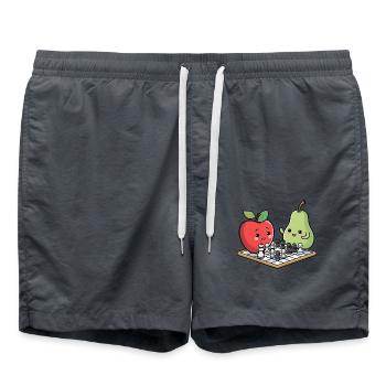 Kawaii Chess pomme poire bande dessinée - Short de bain - charbon - Devant - AI Model Male 185 light (185cm)