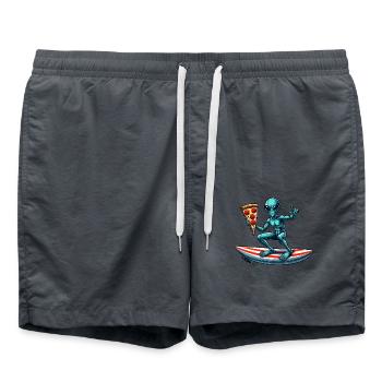 Surfeur extraterrestre avec pizza sur planche de surf - Short de bain - charbon - Devant - AI Model Male 185 light (185cm)