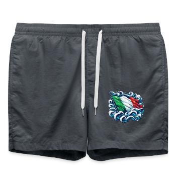 Italien Flagge Wasser Meer Wellen Ozean - Badeshorts - Anthrazit - Vorne - AI Model Male 185 light (185cm)