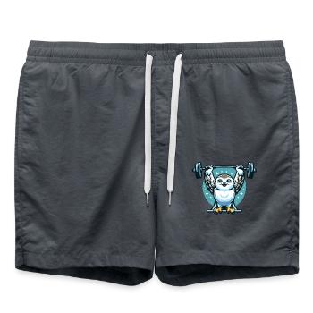 Owl as a Weightlifter: Barbell Workout - Swim Trunks - anthracite - Front - AI Model Male 185 light (185cm)