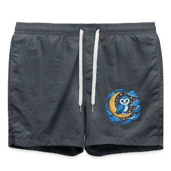 Eule Mond Sterne Nachthimmel - Badeshorts - Anthrazit - Vorne - AI Model Male 185 light (185cm)