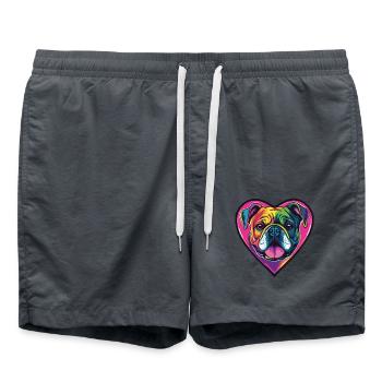 Bouledogue Chien Coeur Amour - Short de bain - charbon - Devant - AI Model Male 185 light (185cm)