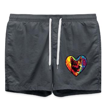 Akita Inu Chien Coeur Amour - Short de bain - charbon - Devant - AI Model Male 185 light (185cm)
