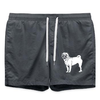 Mops lustige Hunde Hund Portrait Wilsigns - Badeshorts - Anthrazit - Vorne - AI Model Male 185 light (185cm)