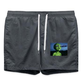 OVNI Attirant l’Œil Extraterrestre Vert - Short de bain - charbon - Devant - AI Model Male 185 light (185cm)