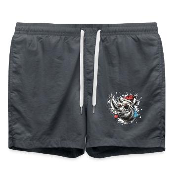 Rhino Christmas Funny - Swim Trunks - anthracite - Front - AI Model Male 185 light (185cm)