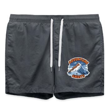 Adventure Awaits Bergsteigen Klettern Kletterer - Badeshorts - Anthrazit - Vorne - AI Model Male 185 light (185cm)