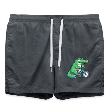 Lustiges Krokodil auf Fahrrad langweilig - Badeshorts - Anthrazit - Vorne - AI Model Male 185 light (185cm)