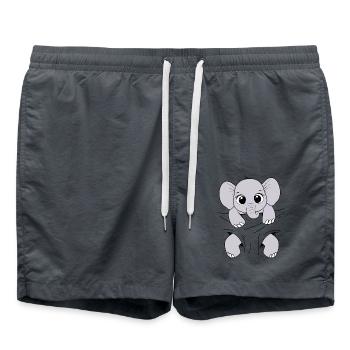 Baby Elefant Tier Elefantenbaby tragen Babyelefant - Badeshorts - Anthrazit - Vorne - AI Model Male 185 light (185cm)