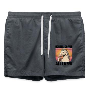 Lustiges Pferd Kunst Pferdebesitzer Pferde Kaffee - Badeshorts - Anthrazit - Vorne - AI Model Male 185 light (185cm)