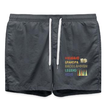 Backgammon Spiel - Badeshorts - Anthrazit - Vorne - AI Model Male 185 light (185cm)