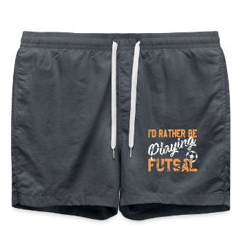 I'd Rather Be Playing Futsal Passion Sports Quote - Badeshorts - Anthrazit - Vorne - AI Model Male 185 light (185cm)