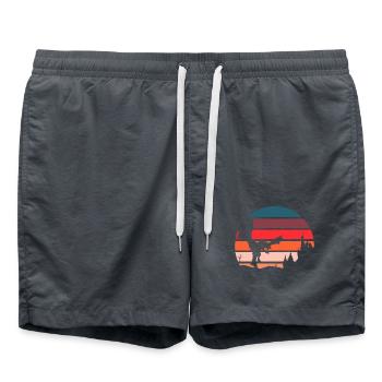 Retro Drache - Fantasy 80er 90er Vintage Design - Badeshorts - Anthrazit - Vorne - AI Model Male 185 light (185cm)