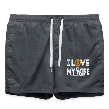 Love When My Wife Lets Me Go Mountain Biking - Swim Trunks - anthracite - Front - AI Model Male 185 light (185cm)