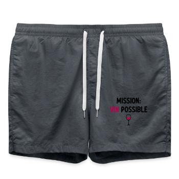 Mission Vin Possible humour vin rouge - Short de bain - charbon - Devant - AI Model Male 185 light (185cm)