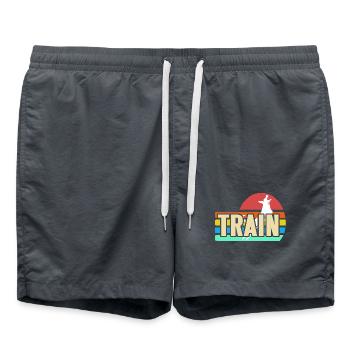 Train Retro Dog Dresseur Jumping Pet Motivation - Short de bain - charbon - Devant - AI Model Male 185 light (185cm)