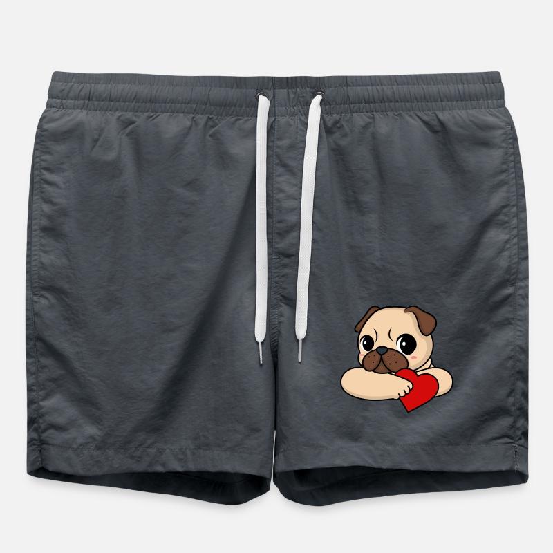 Mops mit Herz - Badeshorts - Anthrazit